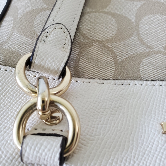 Coach Beige Leather Signature Purse Bag satchel Crossbody - Picture 10 of 11